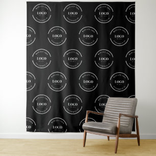 Simple Custom white Logo step and repeat vertical Tapestry
