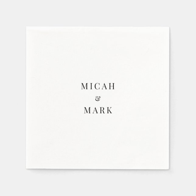 Simple Custom White Wedding Cocktail Napkins (Front)