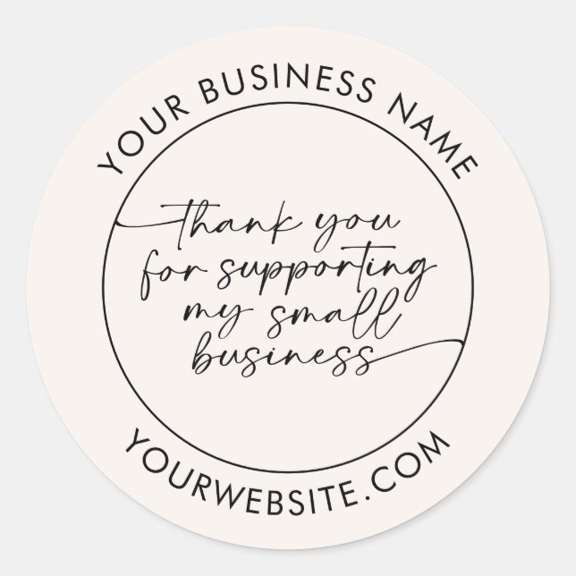 Simple Customer Thank You Handwritten Script  Classic Round Sticker (Front)