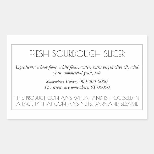 Simple Customizable Baking Label (Front)