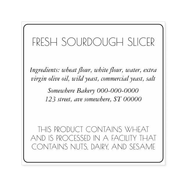 Simple Customizable Baking Rubber Stamp (Imprint)