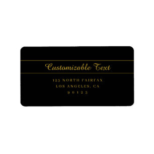 Simple Customizable Gold & Black Text Design  Label