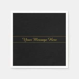 Simple Customizable Gold & Black Text Design  Napkin