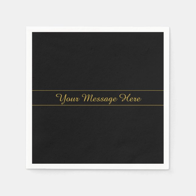 Simple Customizable Gold & Black Text Design  Napkin (Front)