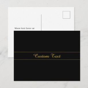 Simple Customizable Gold & Black Text Design  Postcard