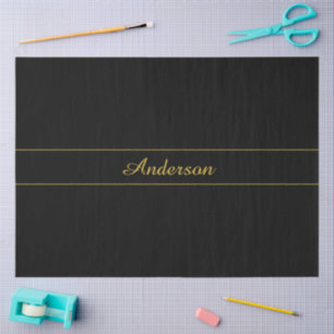 Simple Customizable Gold & Black Text Design  Tissue Paper