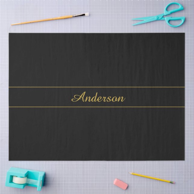 Simple Customizable Gold & Black Text Design  Tissue Paper (Craft)