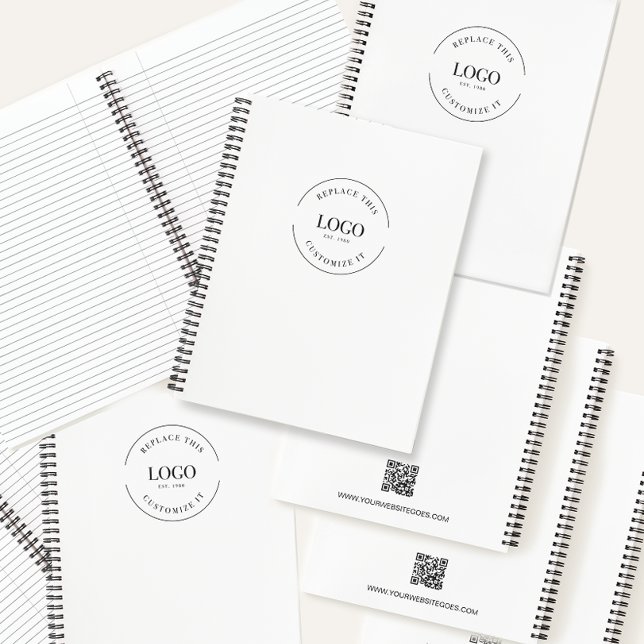Simple customizable QR CODE Logo website Promotion Notebook (Professional Customizable, logo, website, QR code promotional business notebooks.)