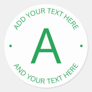 Simple Customizable Text   Green & White Classic Round Sticker