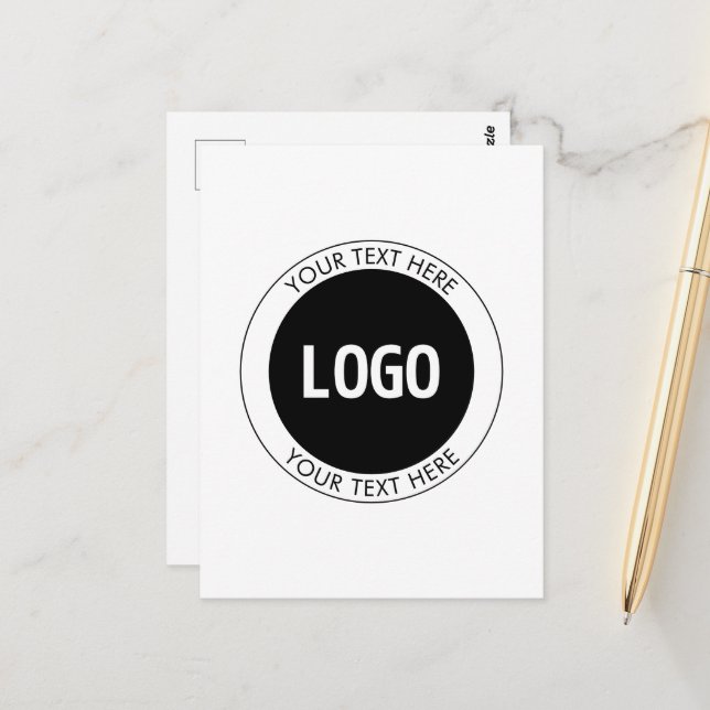 Simple Customizable Text & Your Logo or Image Postcard (Front/Back In Situ)
