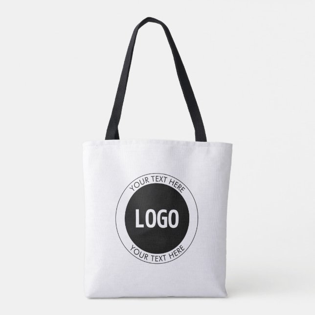 Simple Customizable Text & Your Logo or Image Tote Bag (Back)