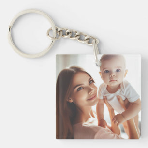 Simple Customizable Two Photos, Personalized Gift Keychain