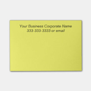 Simple Customized Business Company Name on Yellow Post-it Notes