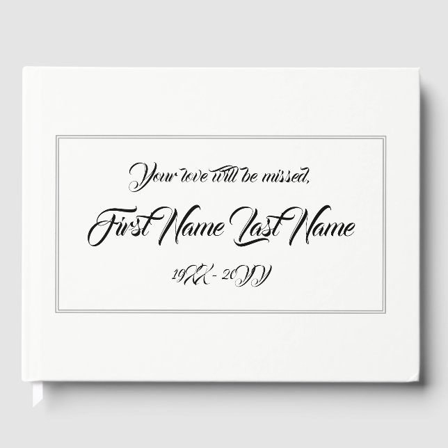 Simple, Customized Sympathies Guestbook (Front)