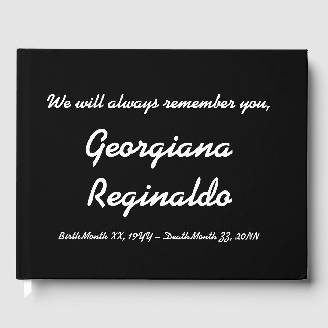 Simple & Customized Sympathy Guestbook (Front)