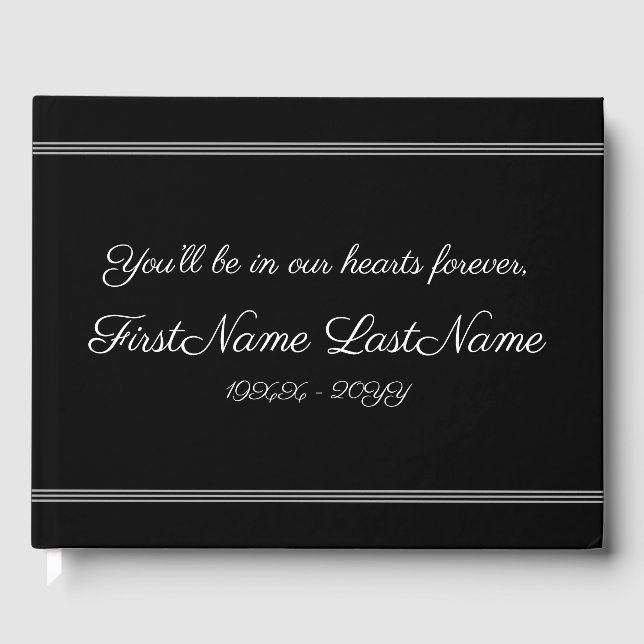 Simple & Customized Wake Service Guest Book (Front)