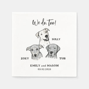 Simple Cute 3 Dogs Pet Wedding Custom Napkins