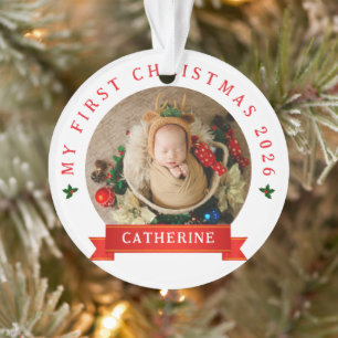 Simple Cute Baby's First Christmas Custom Name Ornament