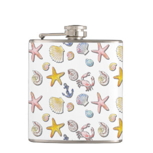Simple Cute Beach Design Hip Flask