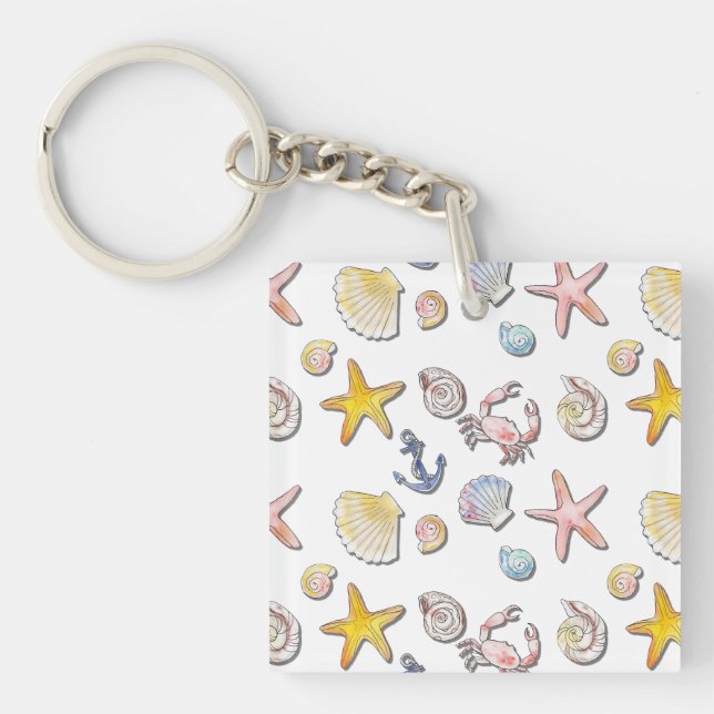 Simple Cute Beach Design  Keychain (Front)