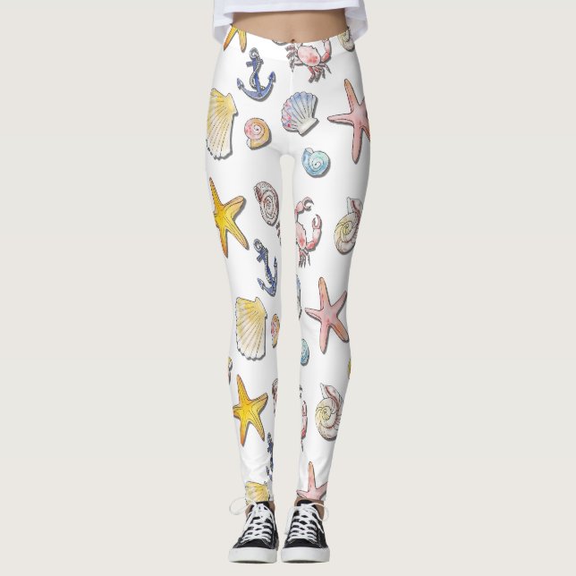 Simple Cute Beach Design  Leggings (Front)