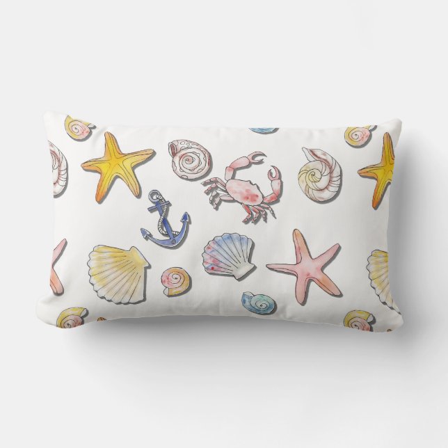 Simple Cute Beach Design  Lumbar Pillow (Front)