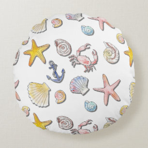 Simple Cute Beach Design  Round Pillow