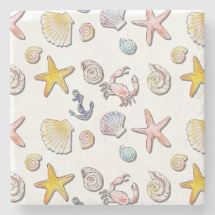 Simple Cute Beach Design Stone Coaster