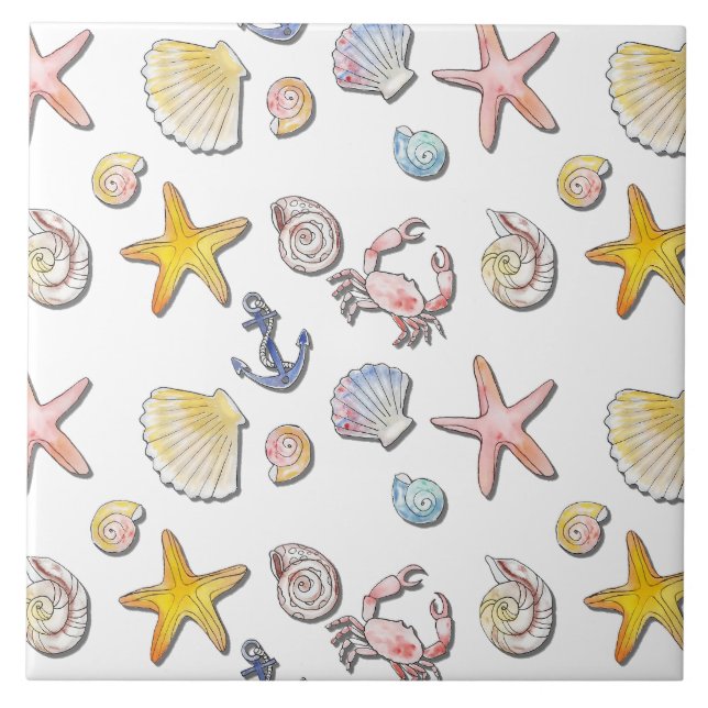 Simple Cute Beach Design  Tile (Front)