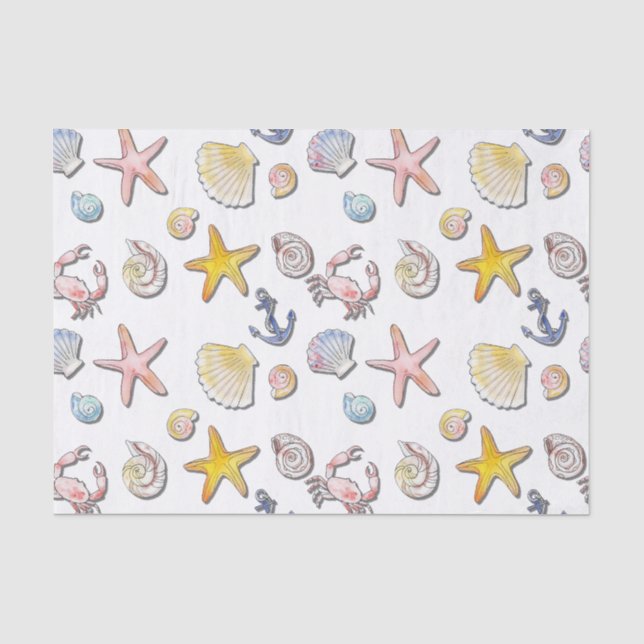 Simple Cute Beach Design  Tissue Paper (Front)