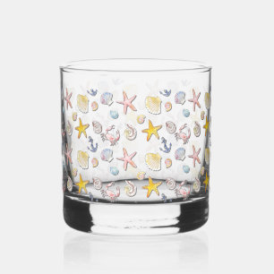Simple Cute Beach Design Whiskey Glass