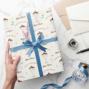 Simple Cute Birthday Colourful Ice Cream Sweet Wrapping Paper