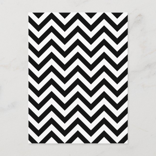 Simple Cute Black White Chevron Pattern Postcard (Front)