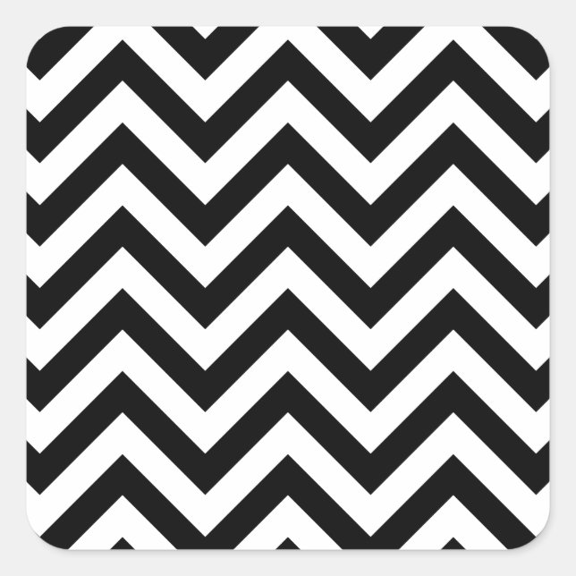 Simple Cute Black White Chevron Pattern Square Sticker (Front)