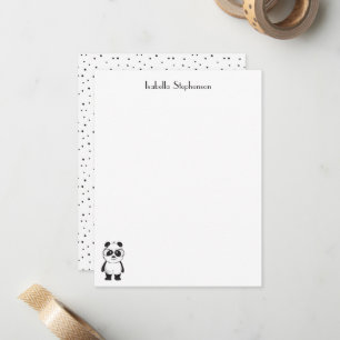 Simple Cute Black White Panda Personalized Card