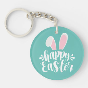 Simple Cute Bunny Ears Happy Easter   Keychain