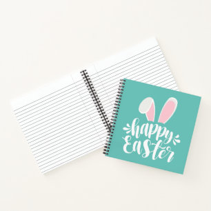 Simple Cute Bunny Ears Happy Easter Notebook