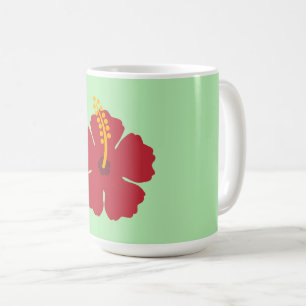 Simple Cute Cartoon Red Hibiscus Flower Coffee Mug