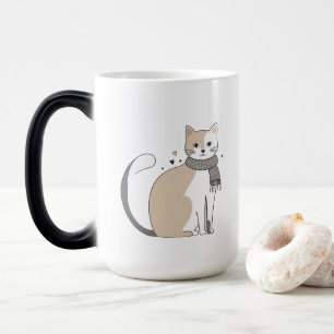 Simple cute cat kitty animal meow pet Valentine's Magic Mug