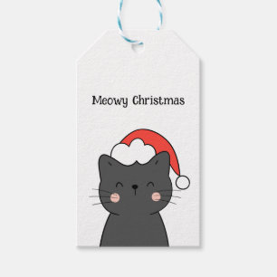 Simple Cute Cat Meowy Christmas  Gift Tags