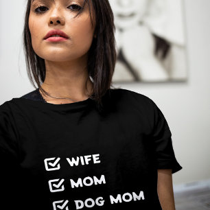 Simple Cute Checkbox Wife, Mom, Dog mom black T-Shirt