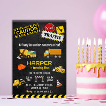 Simple cute construction truck kids 1st birthday