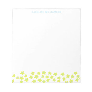 Simple Cute Ditsy Flowers Blue Yellow Personalized Notepad