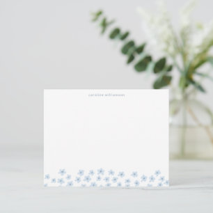 Simple Cute Ditsy Flowers Soft Blue Personalized Card