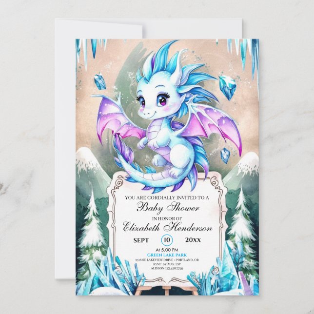 Simple Cute Dragon Baby Shower Invitation (Front)