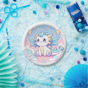 Simple Cute Dragon Baby Shower Paper Plate