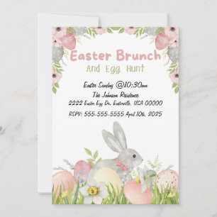 Simple Cute Easter Brunch and Egg Hunt Invitation