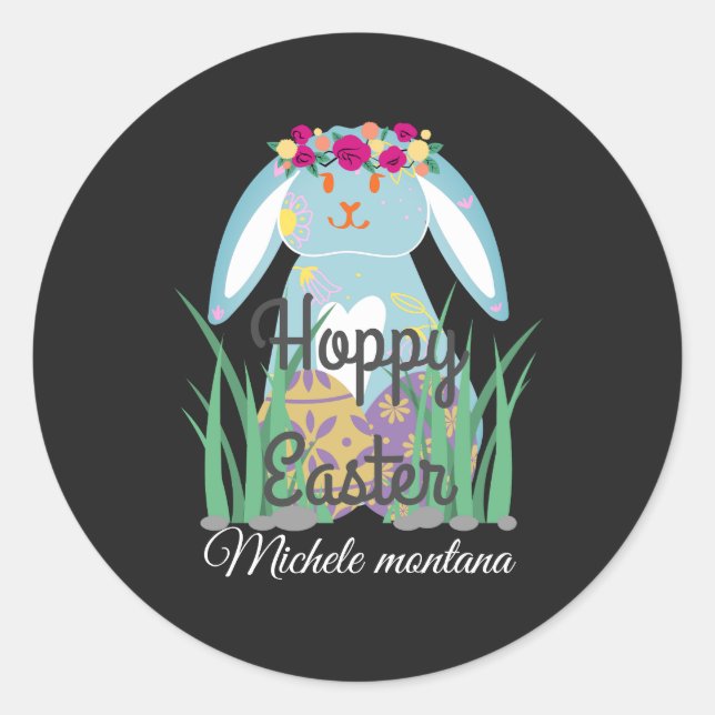 simple cute easter bunny Happy Easter family  Classic Round Sticker (Front)