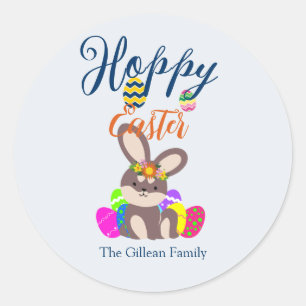 simple cute easter bunny Happy Easter family Classic Round Sticker