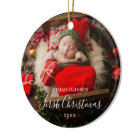 Simple Cute Elegant Photo Baby's First Christmas